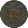 Монета 1 пфенниг 1900 год (J), Германская империя.