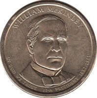 Уильям Мак-Кинли (1897–1901), 25-президент США , 1 доллар , 2013г. Монетный двор (D).