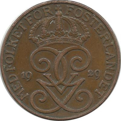 Монета 5 эре.1929 год, Швеция.