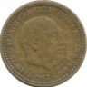 Монета 1 песета, 1953 год. (1960г.)  Испания.