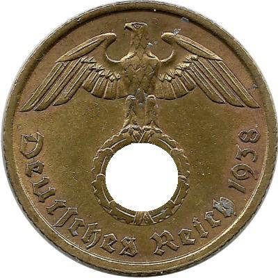 Германия 10 пфеннигов 1938 г. (F)