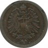 Монета 1 пфенниг 1875 год (С), Германская империя.
