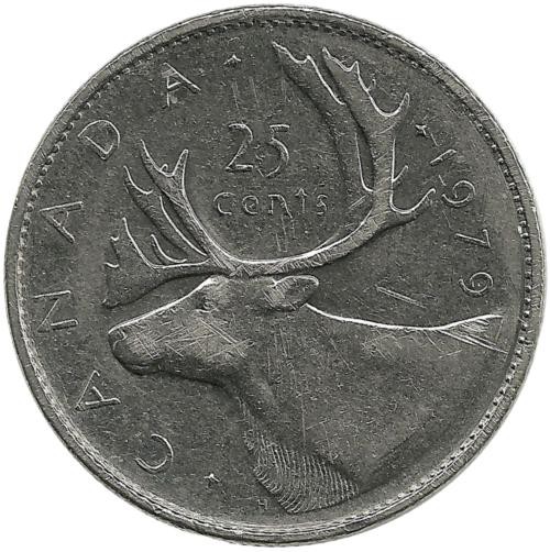 Монета 25 центов (квотер), 1979 год, Канада. 