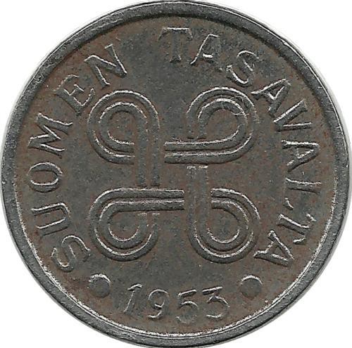 Монета 5 марок.1953 год, Финляндия. 