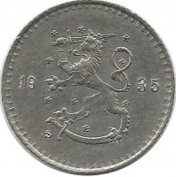 Монета 25 пенни.1935 год, Финляндия.