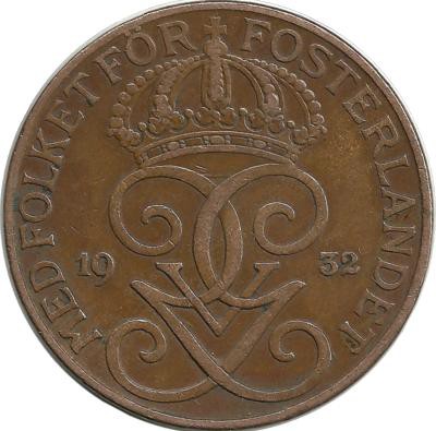 Монета 5 эре.1932 год, Швеция.