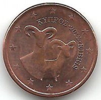 Кипр. Муфлоны. Монета 1 цент. 2012 год. UNC.