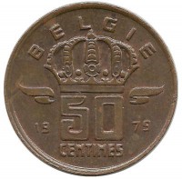 Монета 50 сантимов.  1979 год, Бельгия. (Belgie)