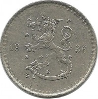 Монета 25 пенни.1936 год, Финляндия.