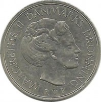 Монета 1 крона. 1983 год, Дания. R;B