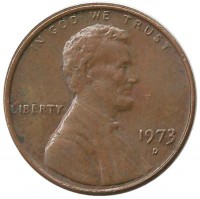Линкольн. 1 цент 1973г. (D) (Денвер) , CША.
