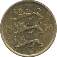 Монета 10 сенти 1996 год. Эстония.
