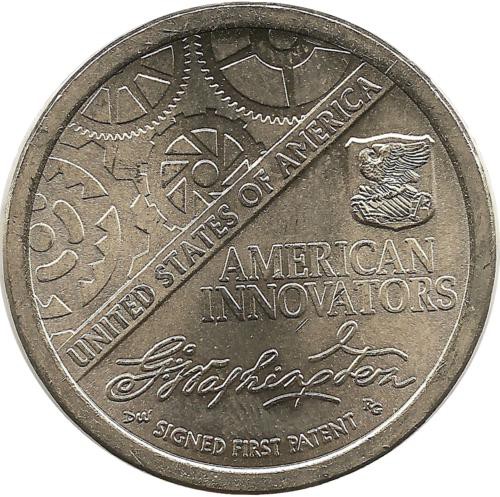 Монета 1 доллар. Первый подписанный патент. Серия "Американские инновации". 2018г. (D.), США. UNC.