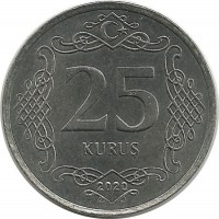 Монета 25 курушей 2020 год, Турция. UNC.