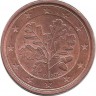 Монета 1 цент. 2013 год (D), Германия.  