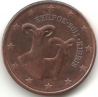 Кипр. Муфлоны. Монета 5 центов. 2011 год. UNC. 