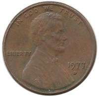 Линкольн. 1 цент 1977г. (D) (Денвер) , CША.
