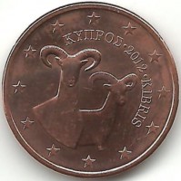 Кипр. Муфлоны. Монета 5 центов. 2012 год. UNC.  