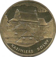 Казимеж-Дольны. Монета 2 злотых, 2008 год, Польша.