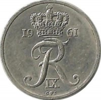 10 эре. 1961 год, Дания. C;S