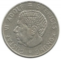 Монета 1 крона. 1973 год, Швеция.