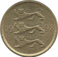 Монета 10 сенти 1998 год. Эстония.
