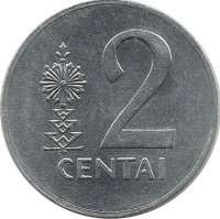 Монета 2 цента, 1991 год, Литва. UNC.