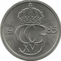 Монета 50 эре. 1985 год, Швеция. (U).