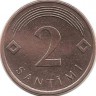 Монета 2 сантима. 2009 год, Латвия.