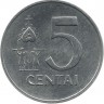 Монета 5 центов, 1991 год, Литва. UNC.