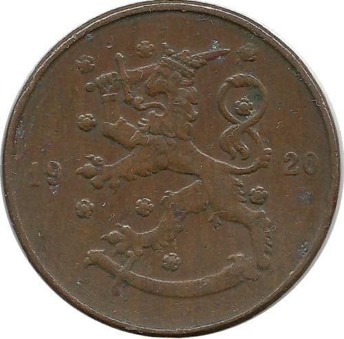 Монета 10 пенни.1920 год, Финляндия.