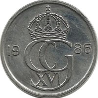 Монета 50 эре. 1986 год, Швеция. (U).
