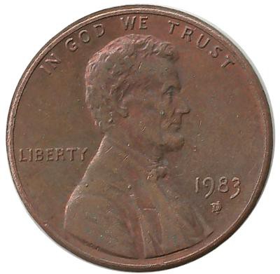 Линкольн. 1 цент 1983г. (D) (Денвер) , CША.