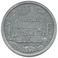 Монета 1 франк, 1996 год, Французская Полинезия.