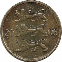 Монета 10 сенти 2006 год. Эстония.