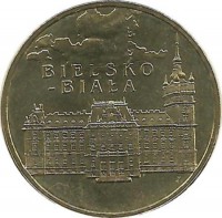 Бельско-Бяла. Монета 2 злотых, 2008 год, Польша.