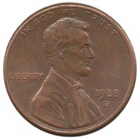 Линкольн. 1 цент 1988г. (D) (Денвер) , CША.
