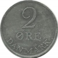 Монета 2 эре. 1966 год, Дания. C;S.