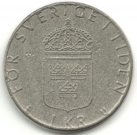 Монета 1 крона. 1978 год, Швеция.