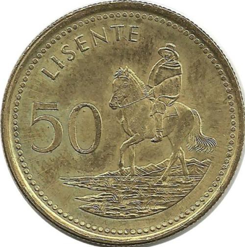 Всадник на лошади. Монета 50 лисенте. 1998 год, Лесото. UNC.