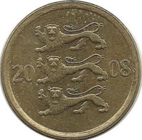 Монета 10 сенти 2008 год. Эстония.