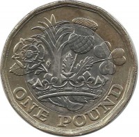 Монета 1 фунт. 2017 год, Великобритания. 