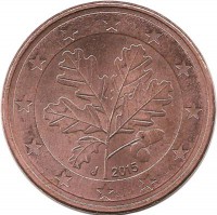 Монета 5 центов. 2015 год (J), Германия.  