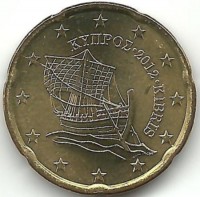 Кипр. Монета 20 центов. 2012 год. UNC.  