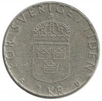 Монета 1 крона. 1979 год, Швеция.