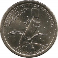 ​Монета 1 доллар Космический телескоп Хаббл. Мэриленд​. Серия "Американские инновации". 2020 г. (D.), США. UNC.​