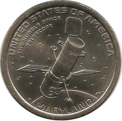 ​Монета 1 доллар Космический телескоп Хаббл. Мэриленд​. Серия "Американские инновации". 2020 г. (D.), США. UNC.​