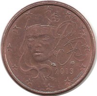 Франция. Монета 1 цент. 2013 год.