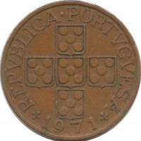  Монета 1 эскудо. 1971 год, Португалия.