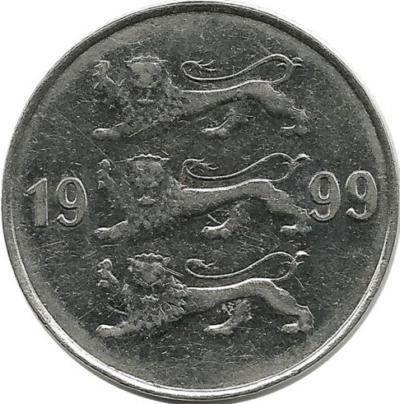 Монета 20 сенти 1999 год. Эстония.